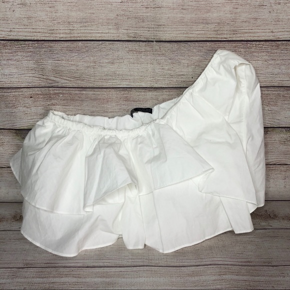 Zara Ruffle One Shoulder Crop Top - Picture 7 of 7